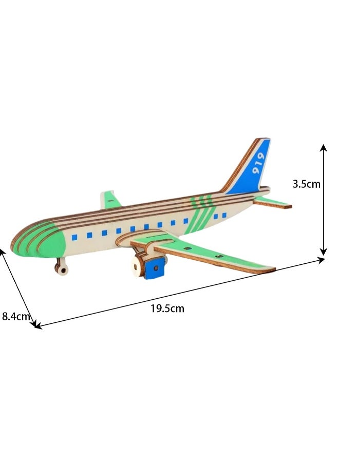 Wooden Puzzle 3D Model Building Blocks Assembly Toy For Boys (Passenger Plane)