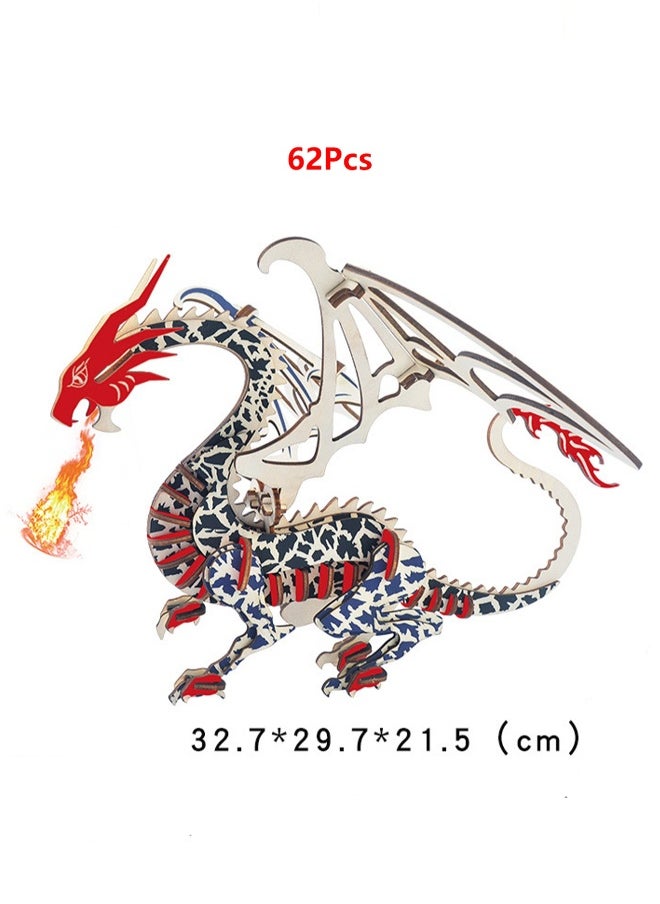 Children's Educational 3D Wooden Model Self-assembly Handmade Puzzle Toy (Feilong 62Pcs)
