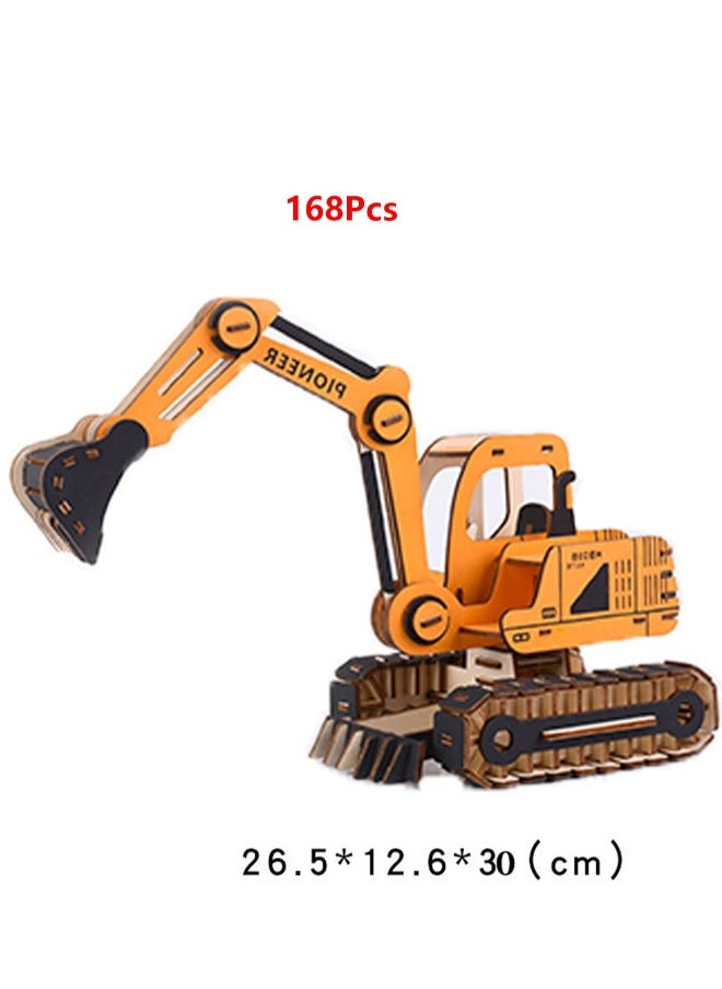 Children's Educational 3D Wooden Model Self-assembly Handmade Puzzle Toy (Excavator 168Pcs)
