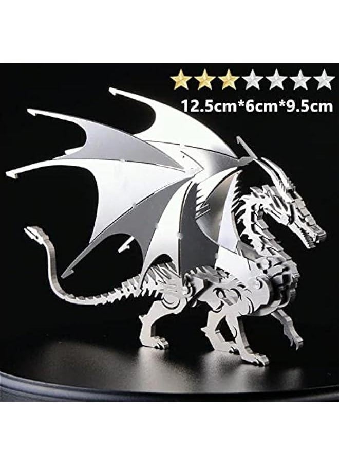 3D Metal Puzzle Fire Dragon Model Kit, Puzzle Jigsaw Fire Dragon 3D Stainless Steel Desk Ornaments (Fire Dragon)…