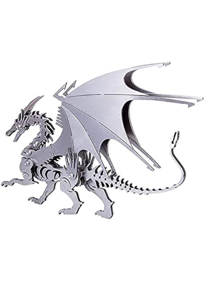 3D Metal Puzzle Fire Dragon Model Kit, Puzzle Jigsaw Fire Dragon 3D Stainless Steel Desk Ornaments (Fire Dragon)…