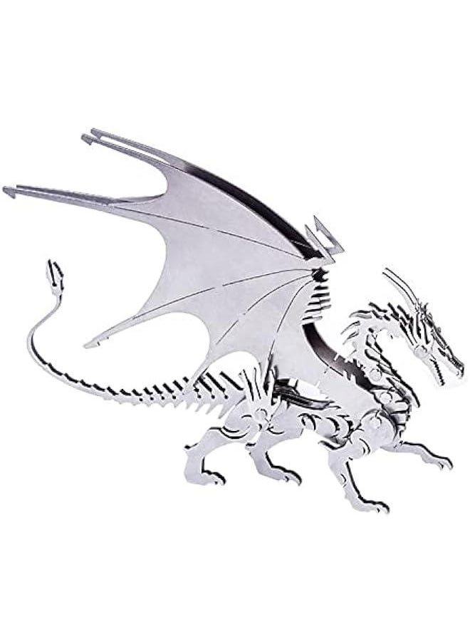 3D Metal Puzzle Fire Dragon Model Kit, Puzzle Jigsaw Fire Dragon 3D Stainless Steel Desk Ornaments (Fire Dragon)…