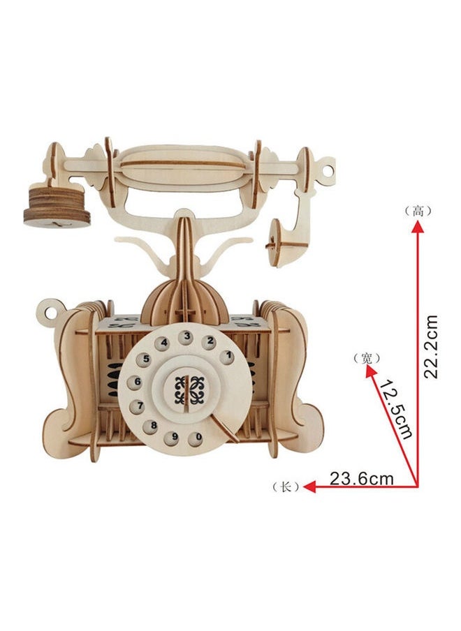 DIY 3D Wooden Old Fashioned Phone Puzzle 23.6x12.5x22.2cm