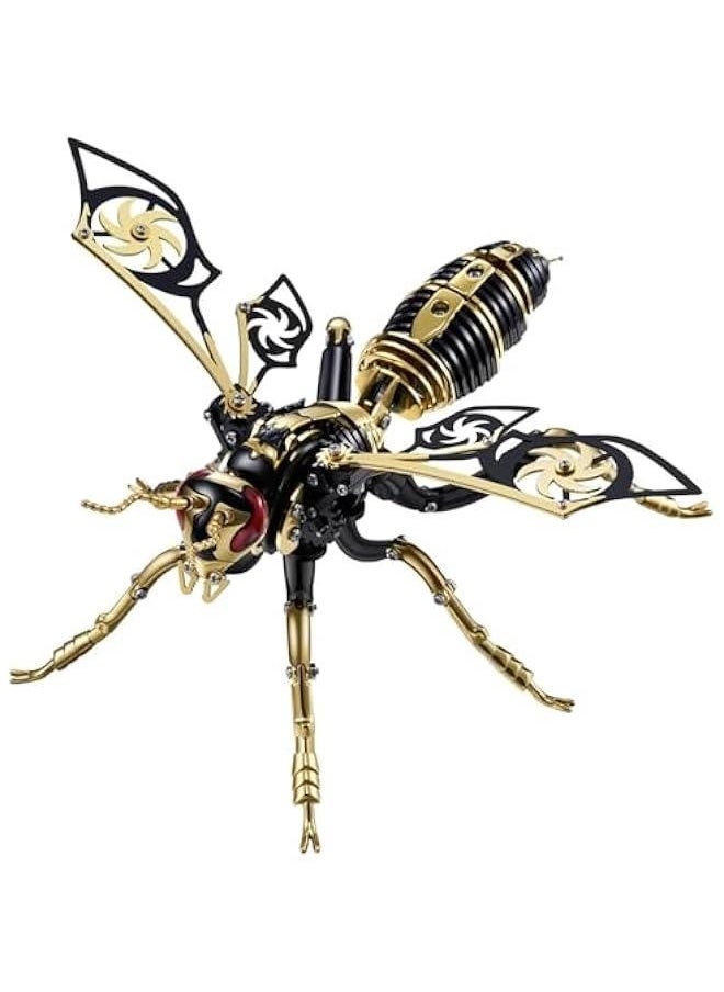 3D Metal Puzzles for Adults, Model Kits of Northern Giant Hornet, Mechanical Wasp Building Blocks, Difficult DIY Assembly, Men's Birthday Gifts (Black&gold)