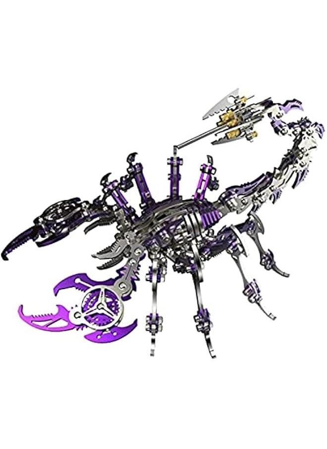 Colourful 3D Metal Puzzle Scorpion DIY Model Kit, Puzzle Jigsaw Scorpion King 3D Stainless Steel Ornaments (Purple)