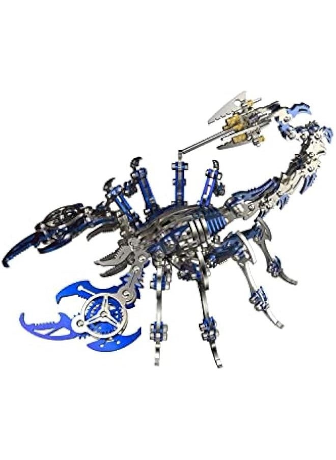 Colourful 3D Metal Puzzle Scorpion DIY Model Kit, Puzzle Jigsaw Scorpion King 3D Stainless Steel Ornaments (Blue)