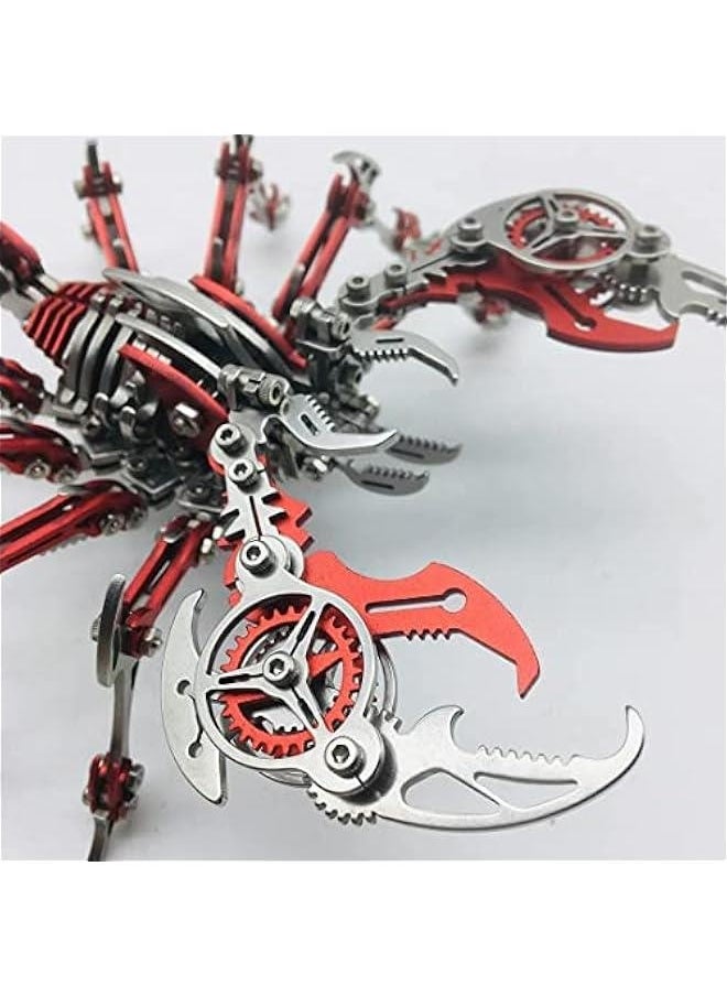Colourful 3D Metal Puzzle Scorpion DIY Model Kit, Puzzle Jigsaw Scorpion King 3D Stainless Steel Ornaments (Red)