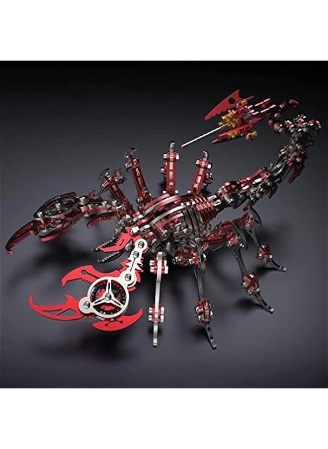 Colourful 3D Metal Puzzle Scorpion DIY Model Kit, Puzzle Jigsaw Scorpion King 3D Stainless Steel Ornaments (Red)
