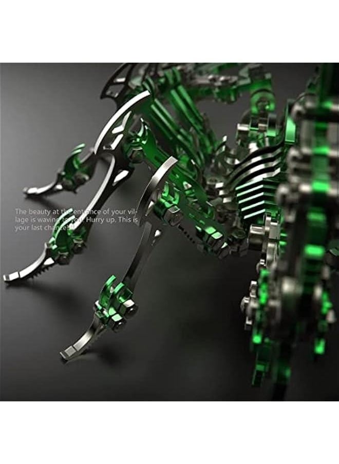 Colourful 3D Metal Puzzle Scorpion DIY Model Kit, Puzzle Jigsaw Scorpion King 3D Stainless Steel Ornaments (Green)