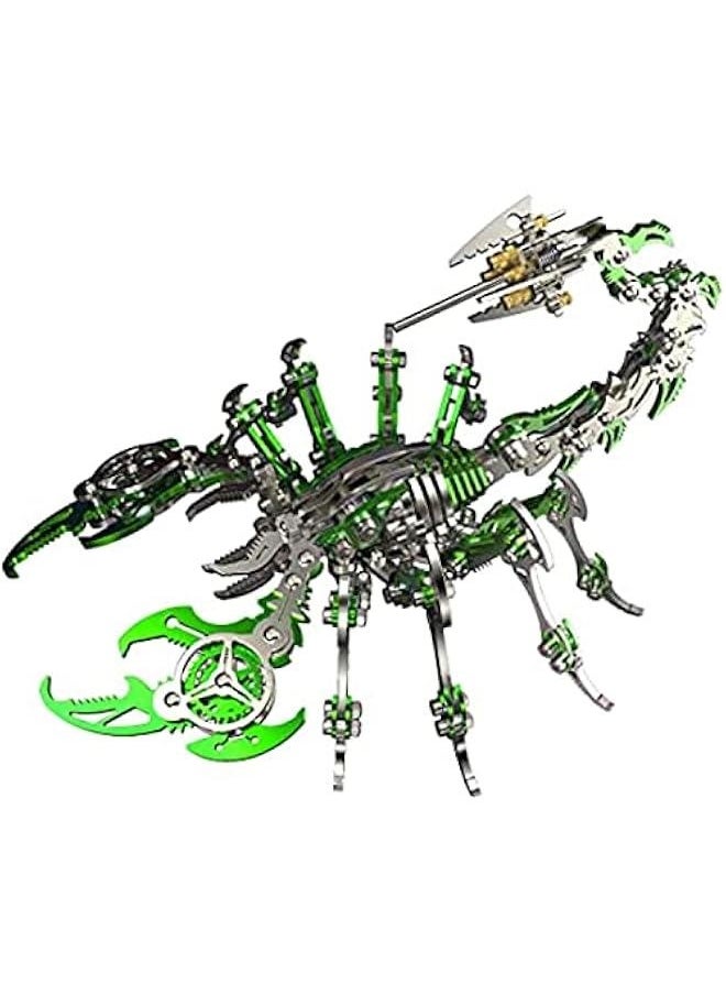 Colourful 3D Metal Puzzle Scorpion DIY Model Kit, Puzzle Jigsaw Scorpion King 3D Stainless Steel Ornaments (Green)