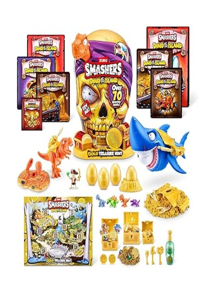 ZURU Smashers Dino Island Gold Treasure Hunt – 70+ Surprises, Rare Dino Toy, Dig & Discover Fun