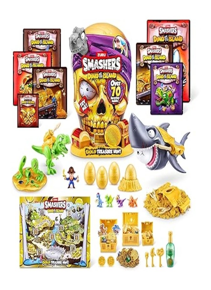 ZURU Smashers Dino Island Gold Treasure Hunt – 70+ Surprises, Rare Dino Toy, Dig & Discover Fun