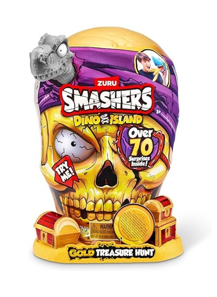 ZURU Smashers Dino Island Gold Treasure Hunt – 70+ Surprises, Rare Dino Toy, Dig & Discover Fun