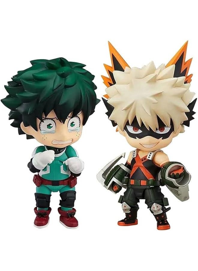 MHA Midoriya Izuku Figures, Todoroki Shouto Anime Figure Statues Interchangeable Face Anime Action Figurine 10cm