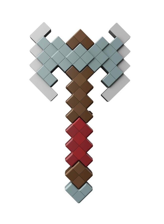 Minecraft Dungeons Deluxe Foam Cosplay Twin Axes, life-size battle toys with sound effects for active play, are a gift for children over 6 years old