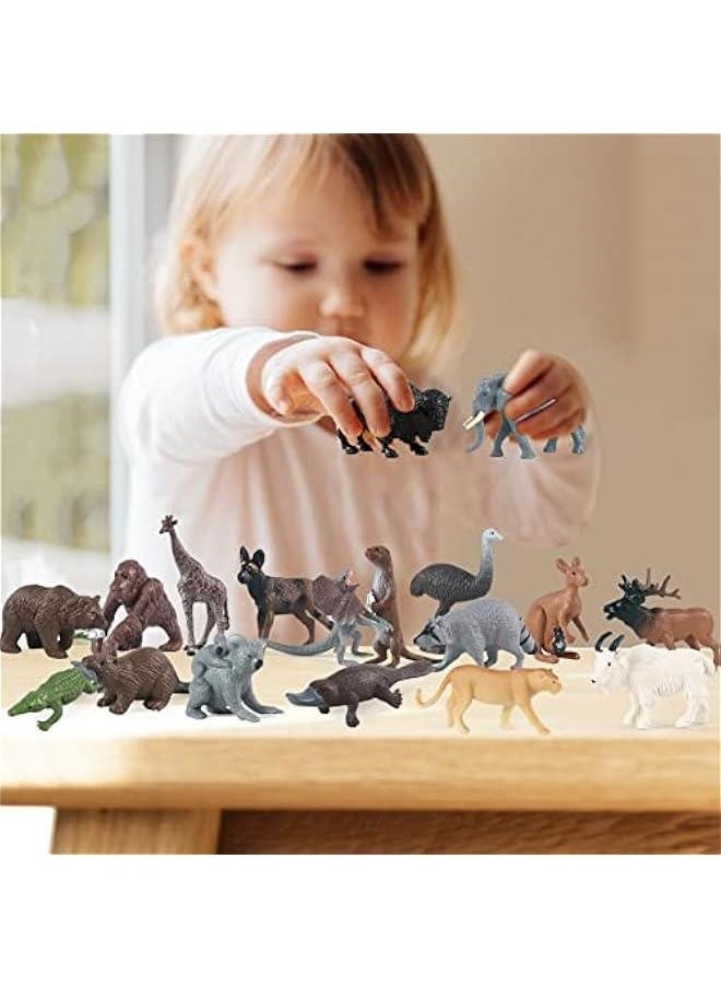 18 Pcs Safari Animal Toys, Realistic North American & Australian Animal Figures, Educational Wild Animal Figurines for Kids 3 4 5 6 7 years old