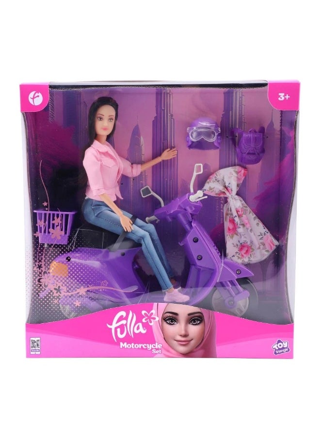 Fulla Doll with Purple Motorbike Playset (30 cm)