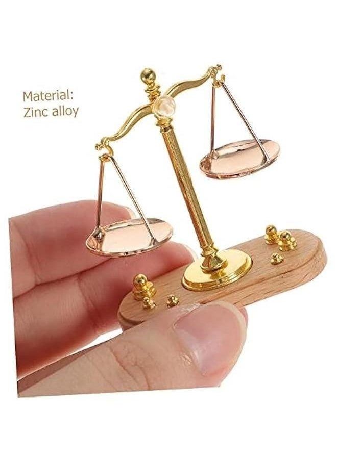 1 Set Mini Balance Fraction Tiles Justice Law Scale Standard Tiny Retro car Accessories Metal Vintage Laboratory Zinc Alloy Doll House Toddler