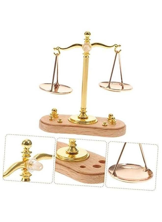 1 Set Mini Balance Fraction Tiles Justice Law Scale Standard Tiny Retro car Accessories Metal Vintage Laboratory Zinc Alloy Doll House Toddler