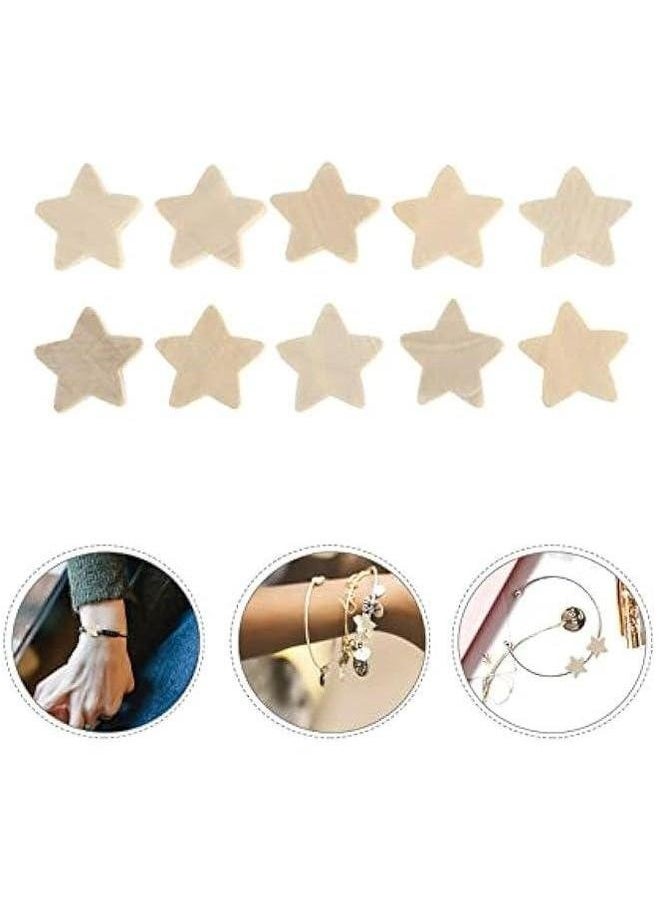 Star Beads 50pcs Wooden Unfinished Assorted for Craft Bracelet Necklace Jewelry Making Crafts Circle