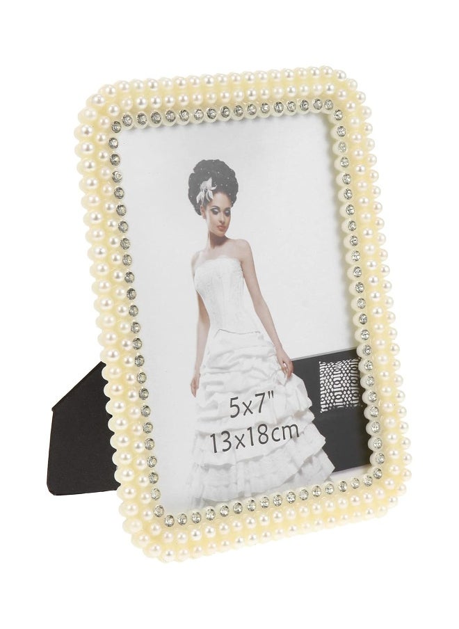 Pearl Photo Frame Shelf Wedding Photo Frame Wedding Anniversary Photo Frame Bedroom Geometric Vintage Frames Al Inch Birthday Graduation Sign Art White Dad Display Resin Picture, 5x7inch