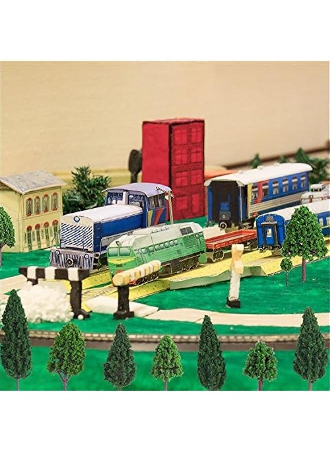 22 Pieces Model Trees 1.18 to 6.29 Inch Mixed Miniature Fake Diorama Tree Train Railroad Architecture Scenery for DIY Projects Crafts Scenery Landscape, Natural Green