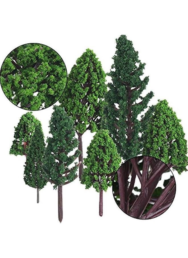 22 Pieces Model Trees 1.18 to 6.29 Inch Mixed Miniature Fake Diorama Tree Train Railroad Architecture Scenery for DIY Projects Crafts Scenery Landscape, Natural Green