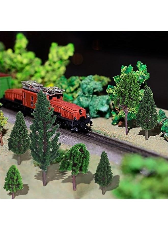 22 Pieces Model Trees 1.18 to 6.29 Inch Mixed Miniature Fake Diorama Tree Train Railroad Architecture Scenery for DIY Projects Crafts Scenery Landscape, Natural Green