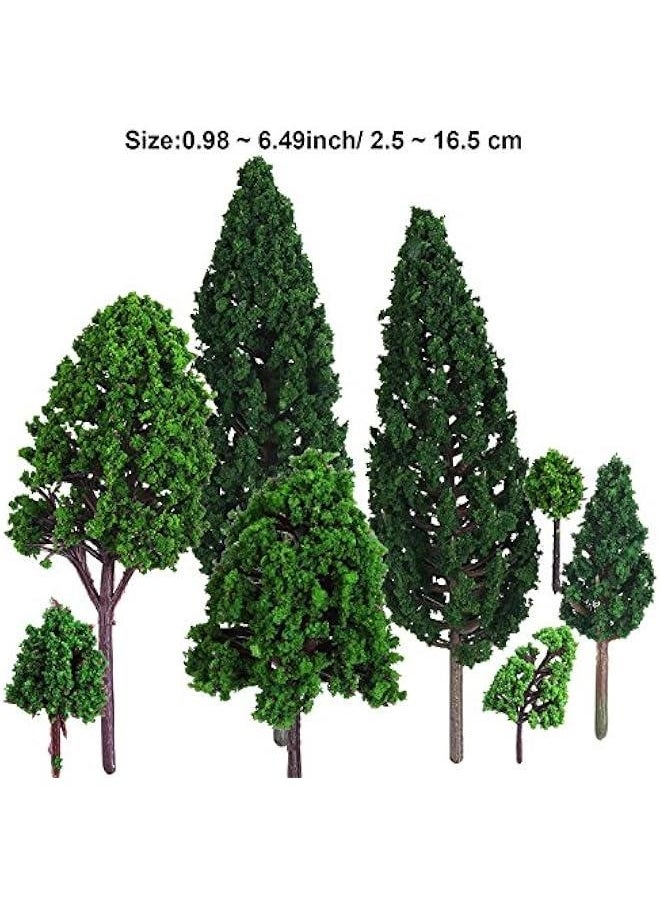 22 Pieces Model Trees 1.18 to 6.29 Inch Mixed Miniature Fake Diorama Tree Train Railroad Architecture Scenery for DIY Projects Crafts Scenery Landscape, Natural Green