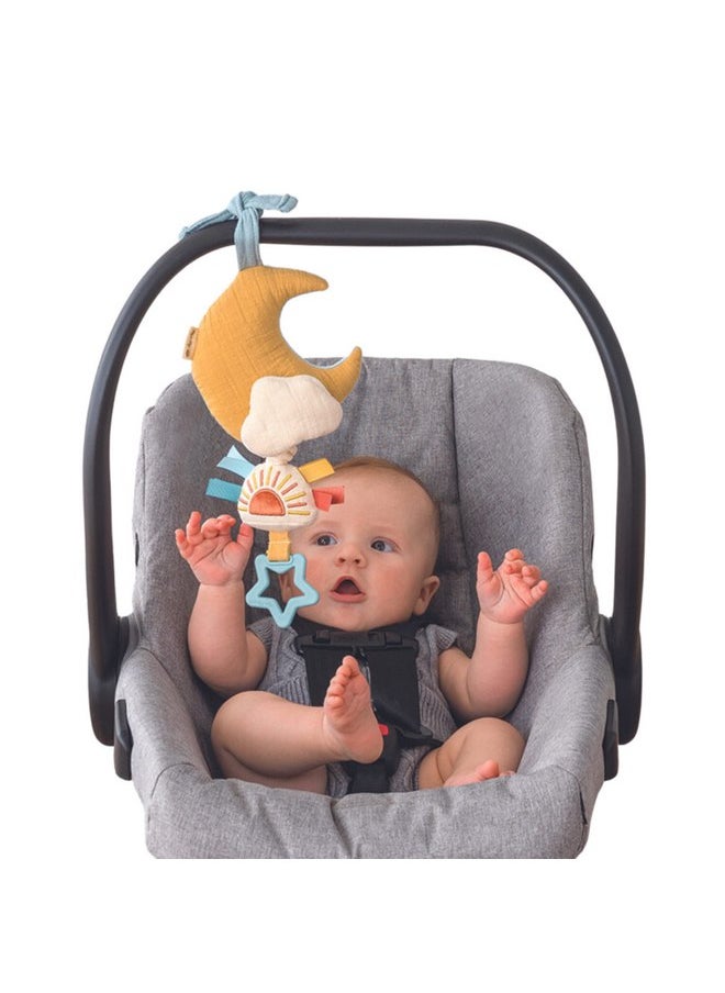 Itzy Ritzy - Musical Pull-Down Toy - Bitzy Notes Baby Musical Toy Attaches to Car Seat, Play Gym, or Stroller & Plays a Soothing Melody, Infant Toy for Ages 0 Months and Up (Moon)