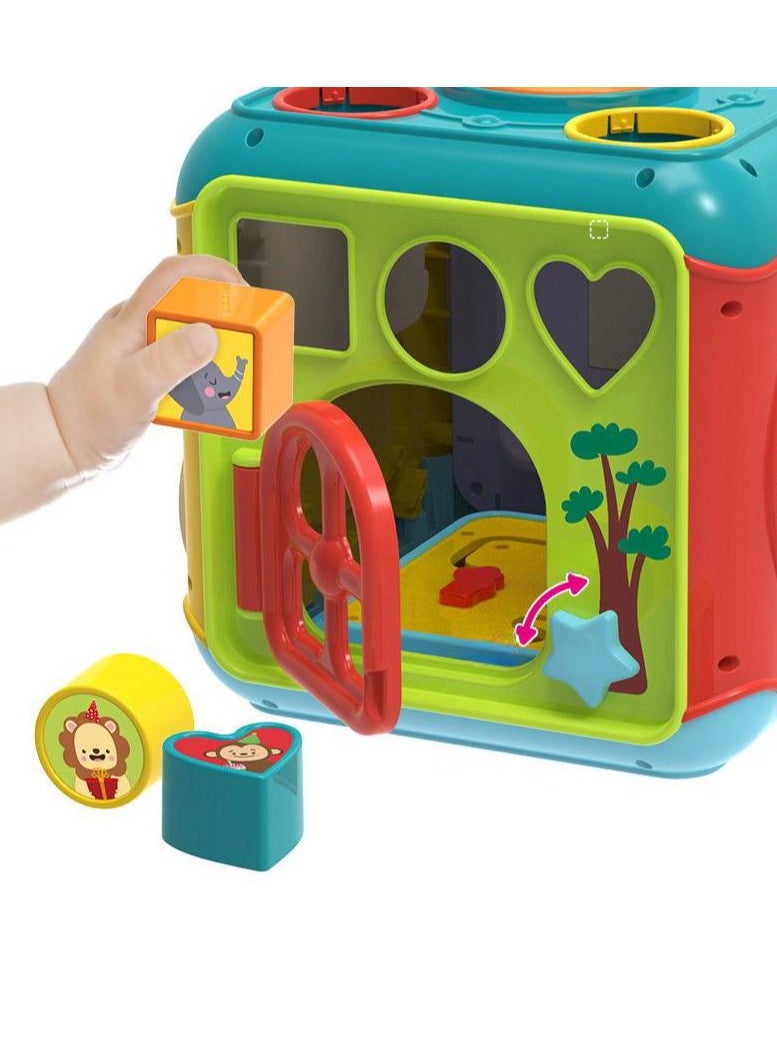 7-in-1 Toy Activity Cube Shape Sorter Toy with Light and Music Early Educational Activity Toy for Toddlers Birthday Gift for Boys Girls