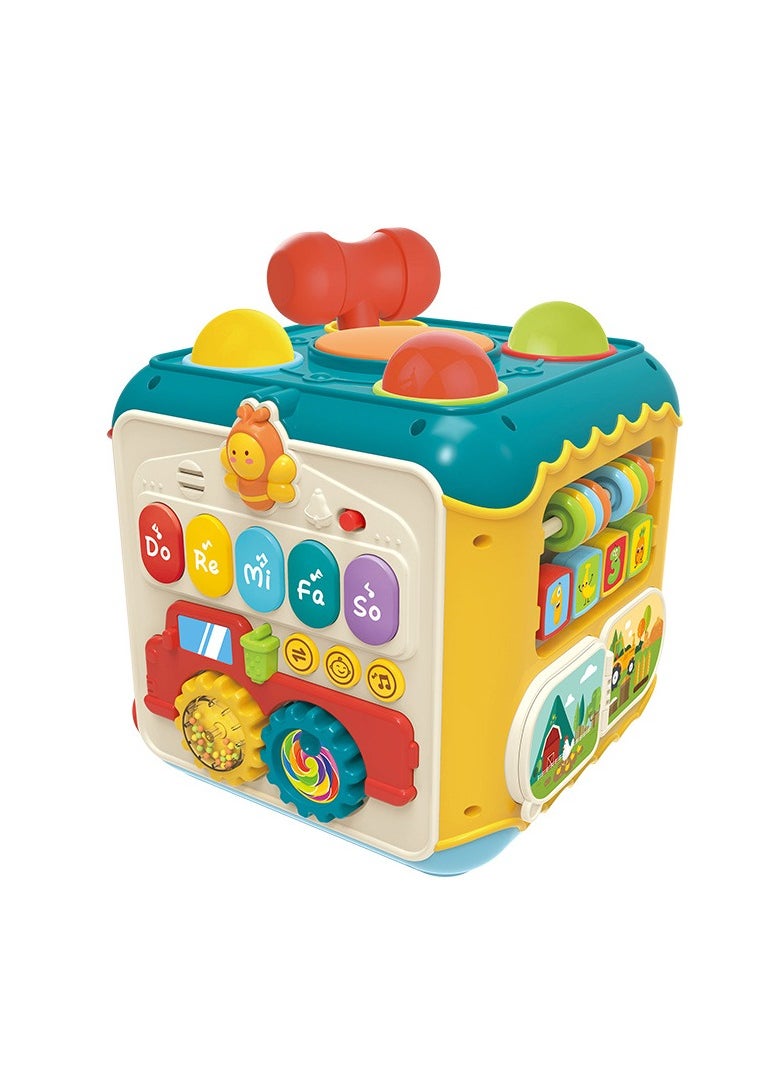7-in-1 Toy Activity Cube Shape Sorter Toy with Light and Music Early Educational Activity Toy for Toddlers Birthday Gift for Boys Girls