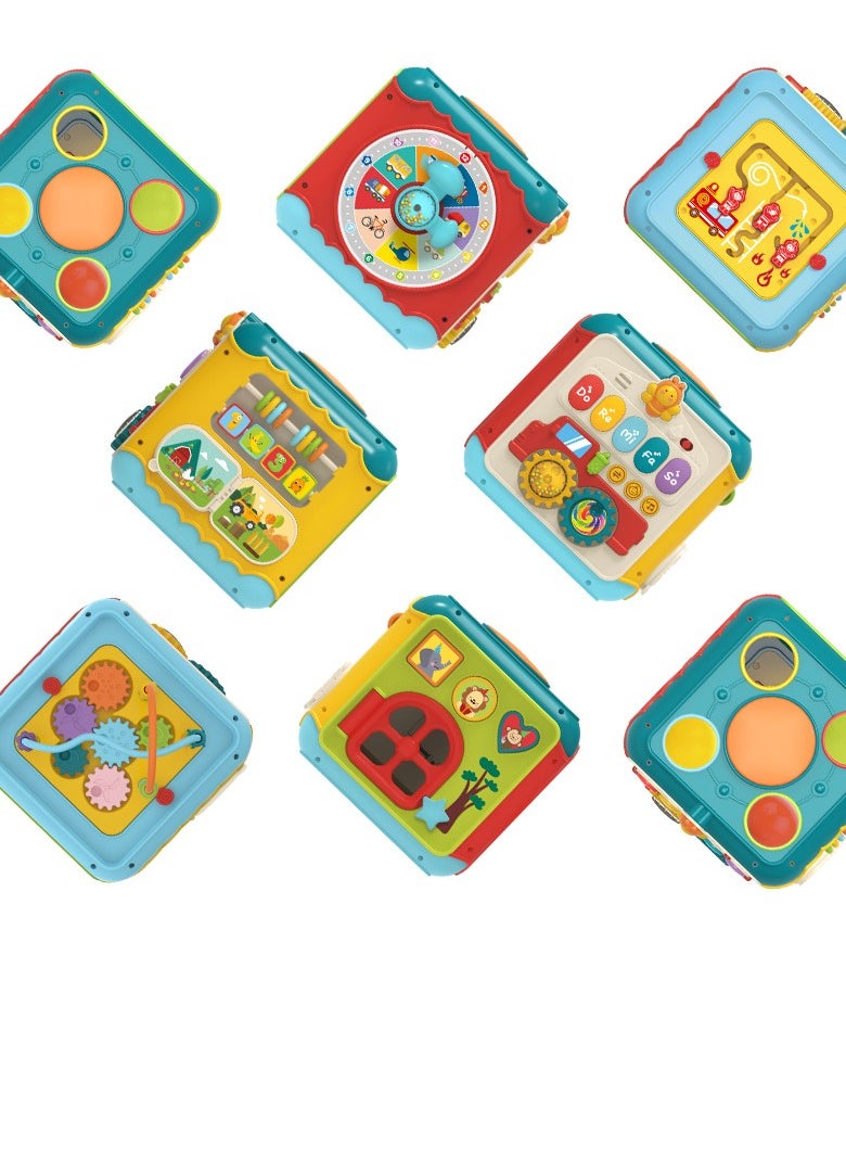 7-in-1 Toy Activity Cube Shape Sorter Toy with Light and Music Early Educational Activity Toy for Toddlers Birthday Gift for Boys Girls