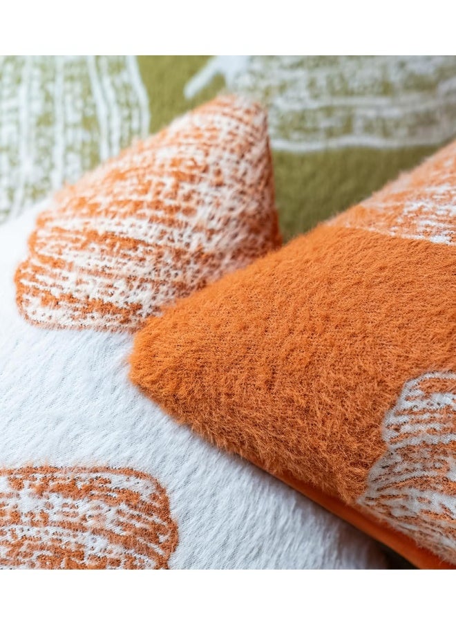 2 Pumpkin Autumn Pillow Covers 18 ‘x18’ Orange Farmhouse Velvet Decorative Pillow for Sofa Luxury Home Decor Faux Fur Pillow Covers
