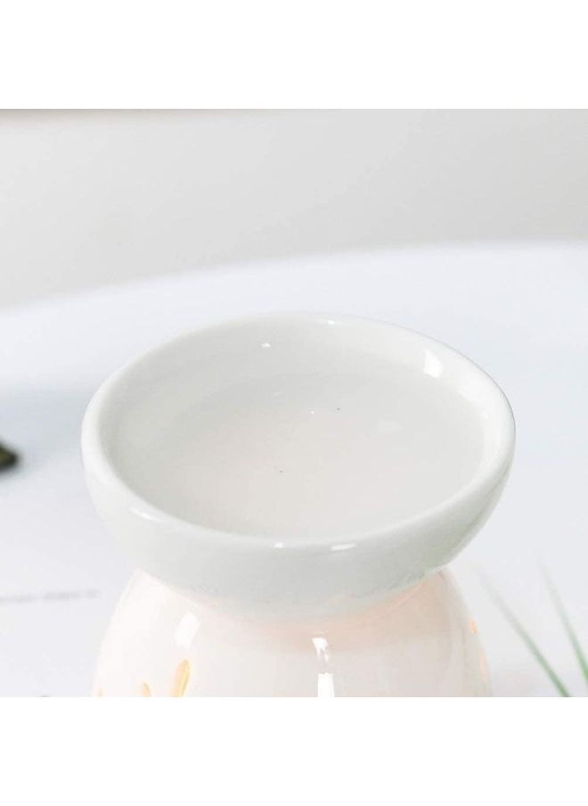 2-Piece Ceramic Oil Burner With Candle Holder Set White One Size