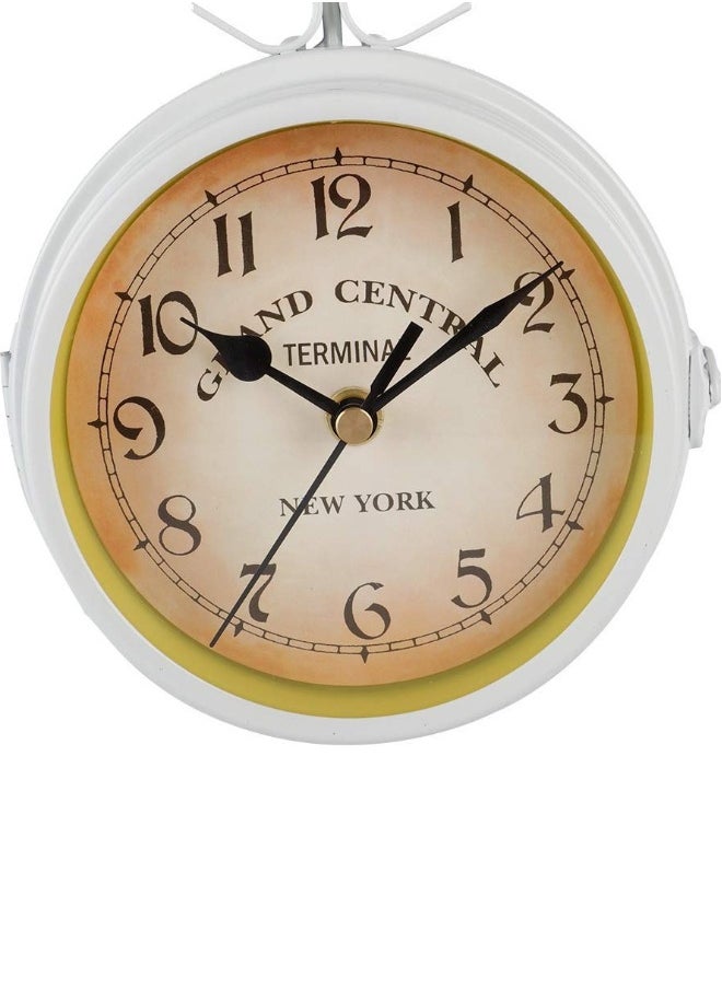 Double Sided Wall Clock  Two Faces Clock Garden Clock Outdoor Clock 8.6inch Retro Double-Sided Wall Clock Full Mold Die Casting  Vintage Hanging Clock for Indoor Outdoors Garden Décor  White