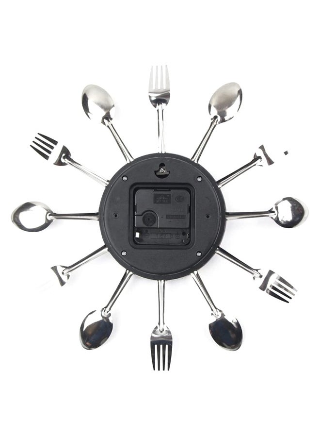 Cutlery Pattern Analog Wall Clock Silver 32 x 32cm