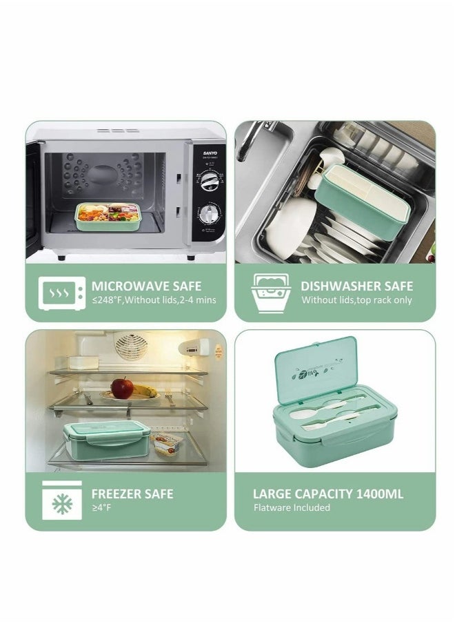 Bento Boxes for Adults 1400 ML Bento Lunch Box For Kids Childrens With Spoon u0026 Fork - Durable, Leak-Proof for On-the-Go Meal, BPA-Free, and Food-Safe Materials
