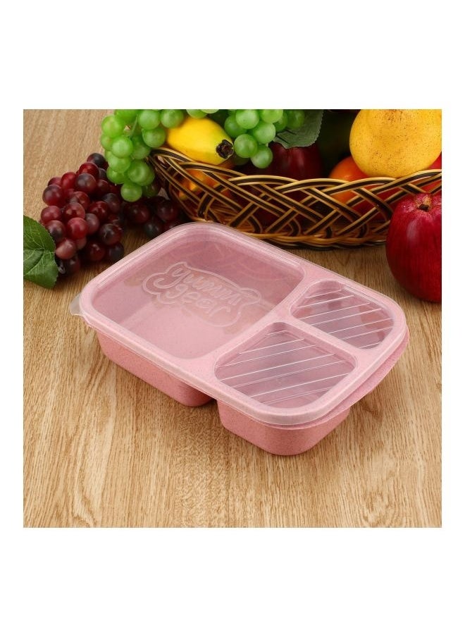 3-Grid Lunch Box With Lid Pink/Clear 23.5x15x5cm