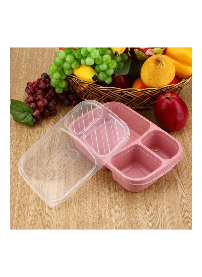 3-Grid Lunch Box With Lid Pink/Clear 23.5x15x5cm