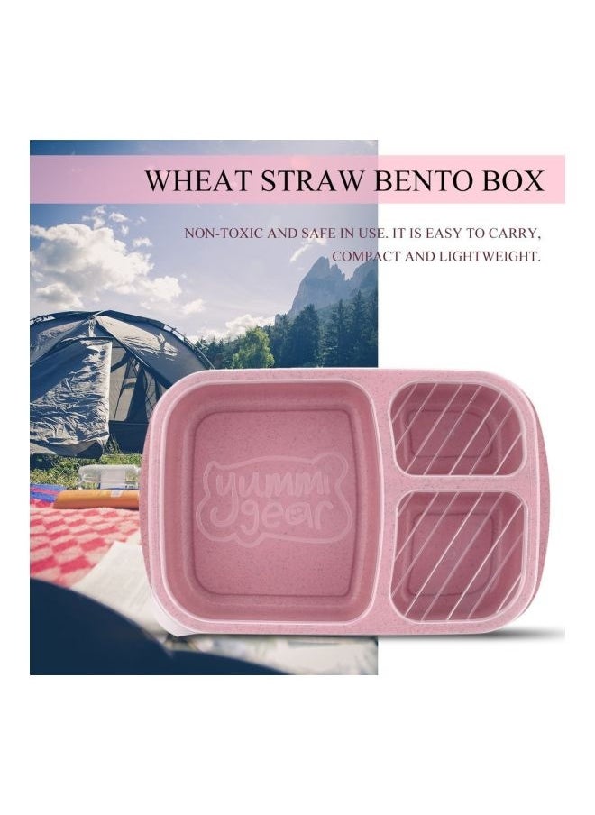 3-Grid Lunch Box With Lid Pink/Clear 23.5x15x5cm