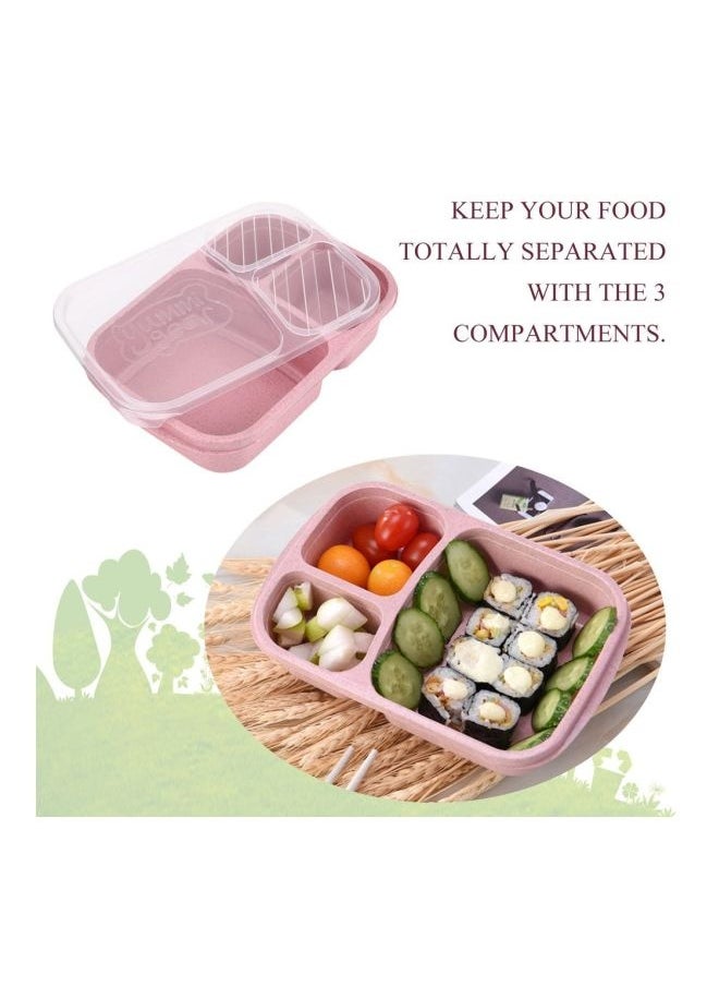 3-Grid Lunch Box With Lid Pink/Clear 23.5x15x5cm