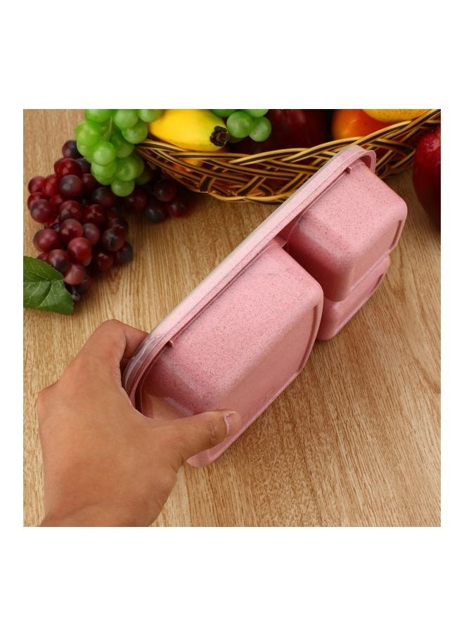 3-Grid Lunch Box With Lid Pink/Clear 23.5x15x5cm
