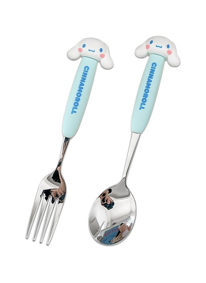 Cartoon Cute Cinnamoroll Printed All-in-One Bento Box with Spoon Fork Kawaii 4 Point Locking Lunch Box Container for Food Fruit Snacks