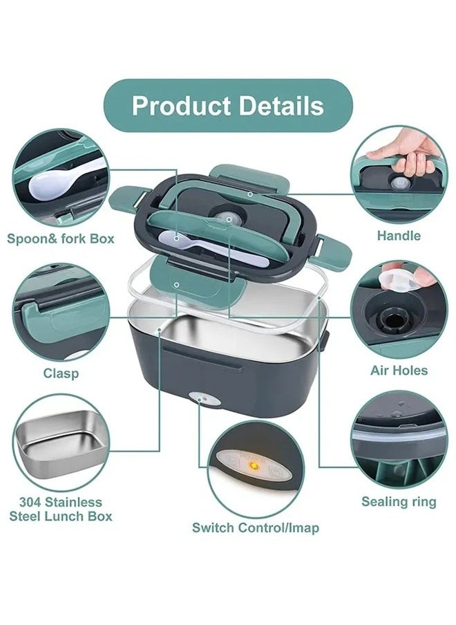 Heater Electric Lunch Box 3-in-1 Food Warmer Portable Electric Lunch Box, Car Portable Pluggable Rechargeable Bento Box for Car Truck Office