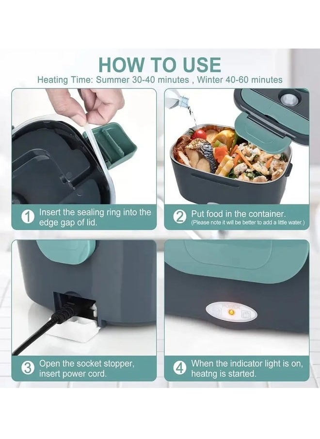 Heater Electric Lunch Box 3-in-1 Food Warmer Portable Electric Lunch Box, Car Portable Pluggable Rechargeable Bento Box for Car Truck Office