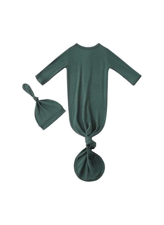 Newborn Baby Boy Girl Knotted Dress Hat Set Soft Bamboo Viscose Baby Pajamas Baby Robe with Hat