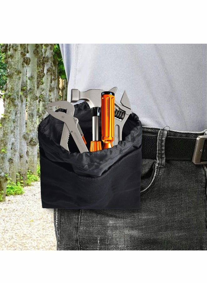 Canvas Bag, Black Collapsible Foraging Pouch, Garden Vegetable Storage Pouch Canvas Fruit Picking Bag, Mushroom Foraging Belt Bag for Outdoor Camping Hiking Hunting Travel Beachcombing