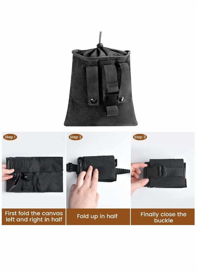 Canvas Bag, Black Collapsible Foraging Pouch, Garden Vegetable Storage Pouch Canvas Fruit Picking Bag, Mushroom Foraging Belt Bag for Outdoor Camping Hiking Hunting Travel Beachcombing