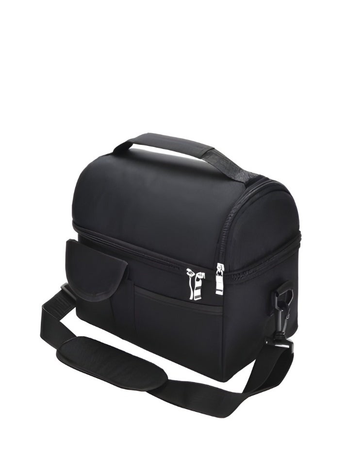 Large Capacity Insulated Keep Warm Lunch Bag Oxford Material Black 26x16x24cm